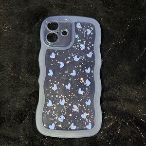 Nititop IPhone 16 Pro glittery blue heart fashion phone case NWT